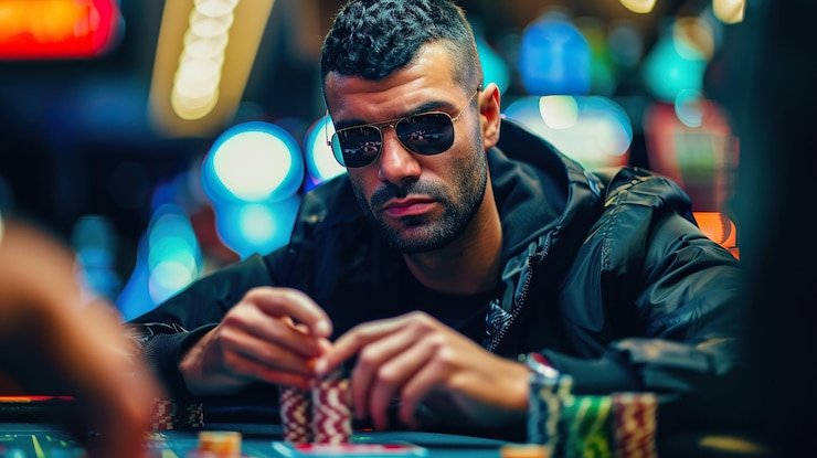 Player placing bets on mobile phone
